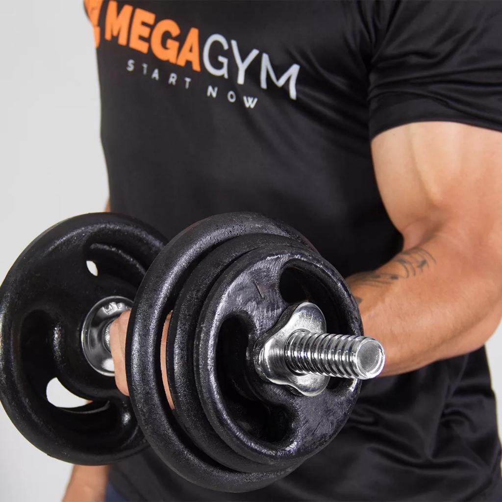 Kit Treino Musculação Halteres Barra Maciça + Anilha Pintada Peso De Academia