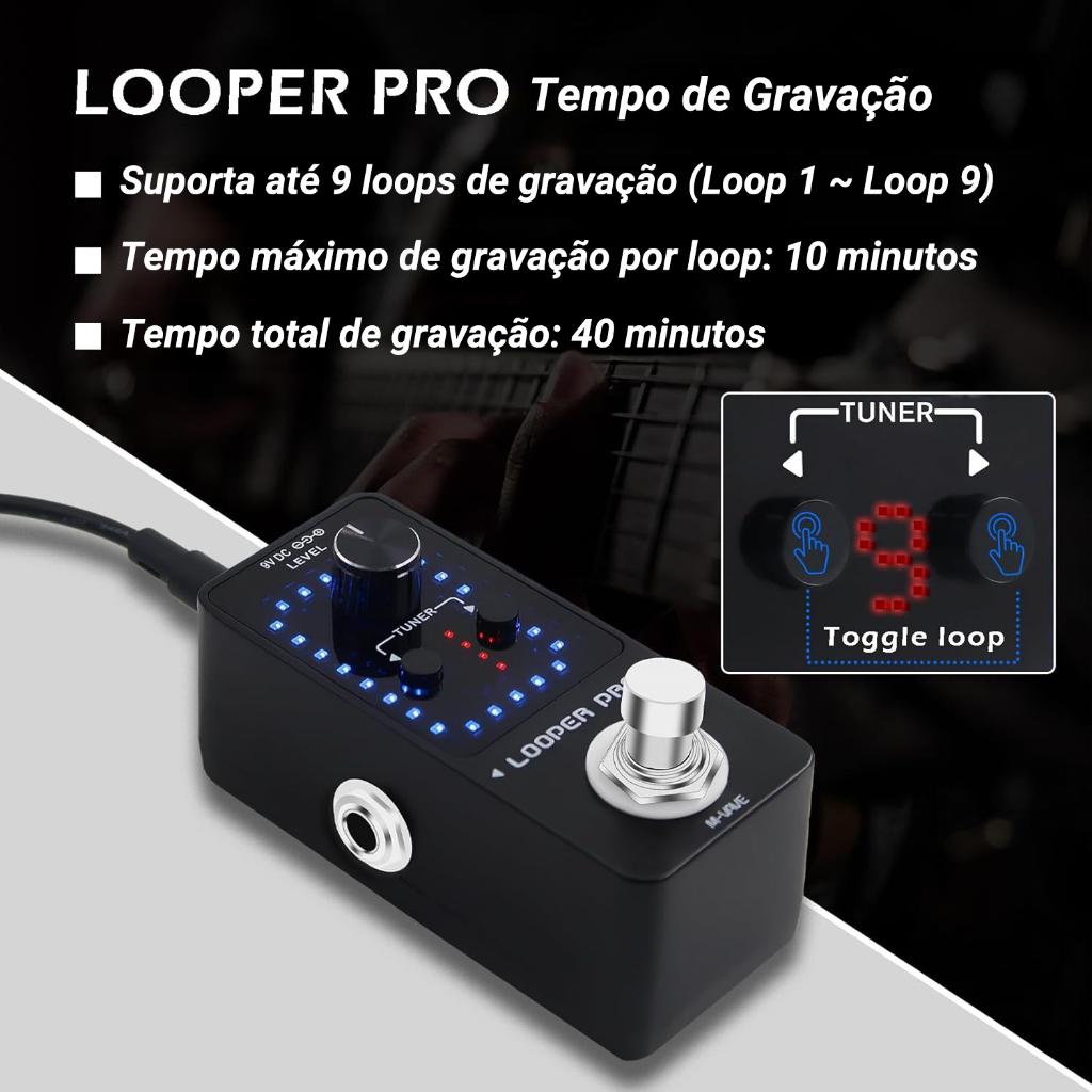 M-vave Looper PRO Pedal De Guitarra Loop Pedal De Efeito Para Guitarra Elétrica Overdubs Ilimitados Peças