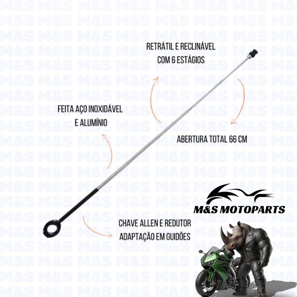 Antena Corta Pipa Moto Retrátil Anti Cerol Aço Inox Guidão