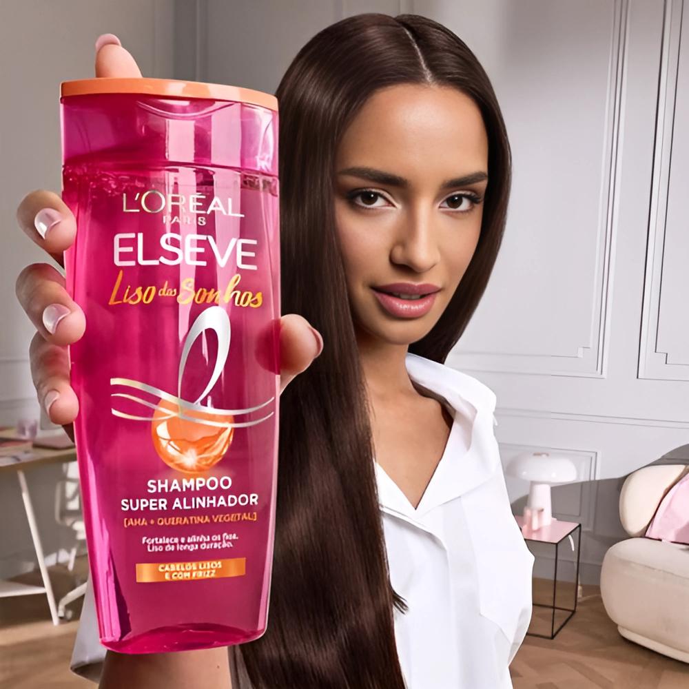 Shampoo Elseve Liso Dos Sonhos Aha + Queratina Vegetal 400ml