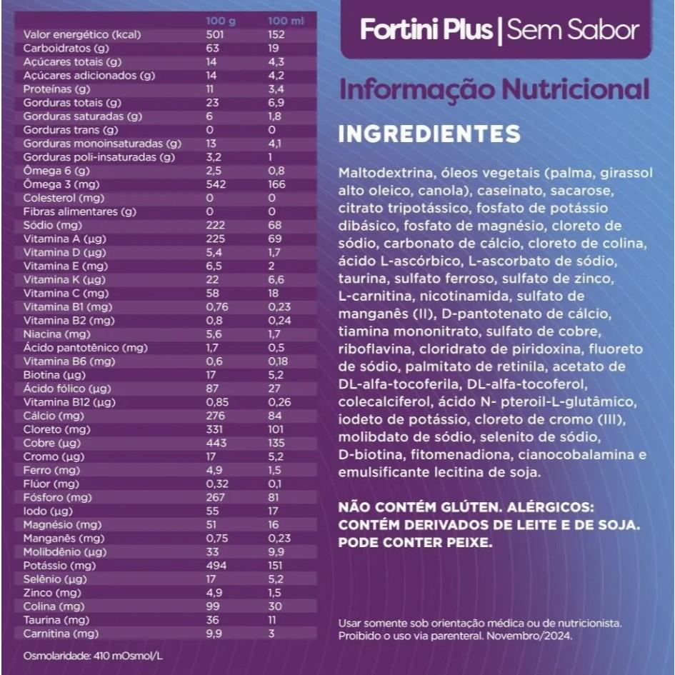Fortini PLUS Sem Sabor 400g Danone