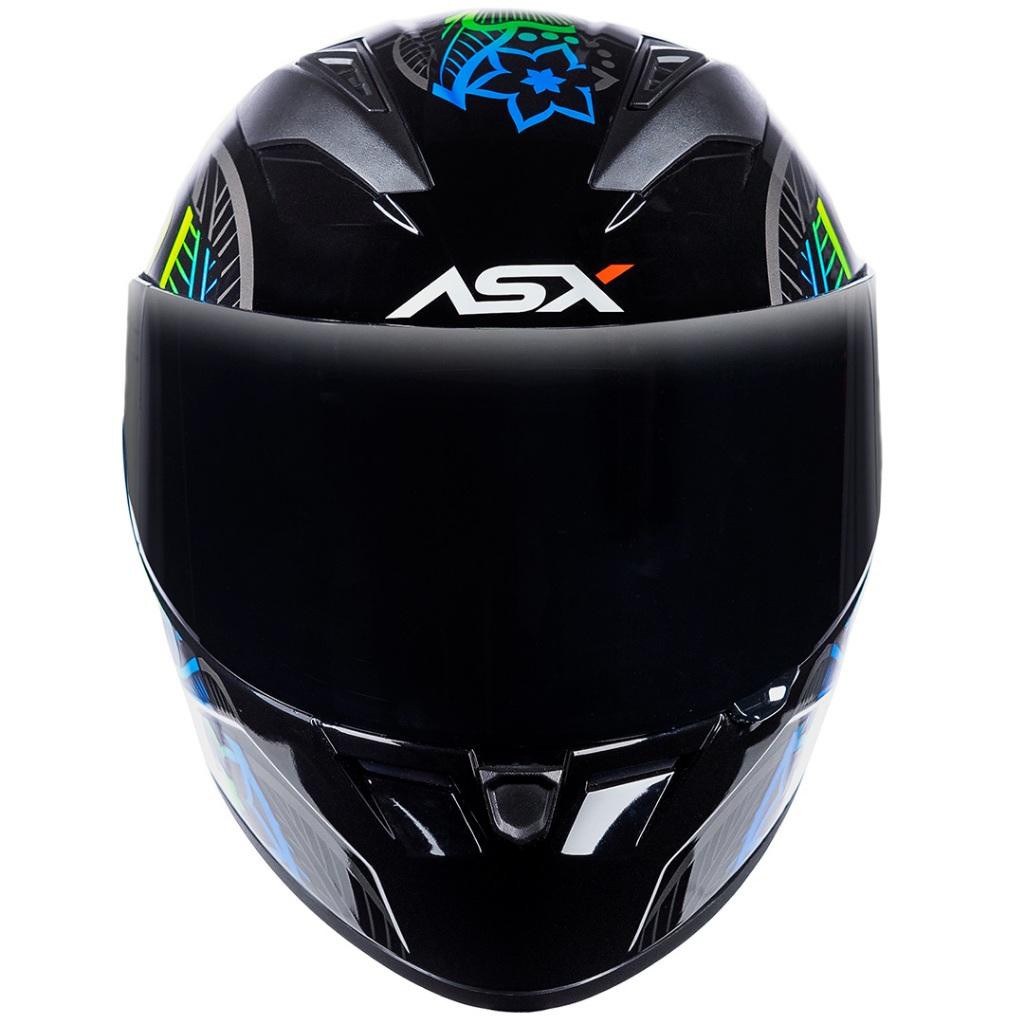 Capacete Feminino City Asx Flowers Preto Brilhante