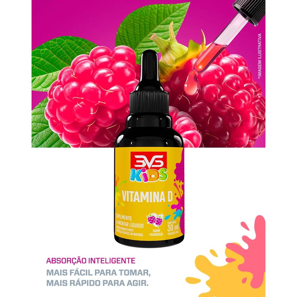 Vitamina D3 Kids Com Fórmula Concentrada Em Gotas 30ml - Sabor Framboesa