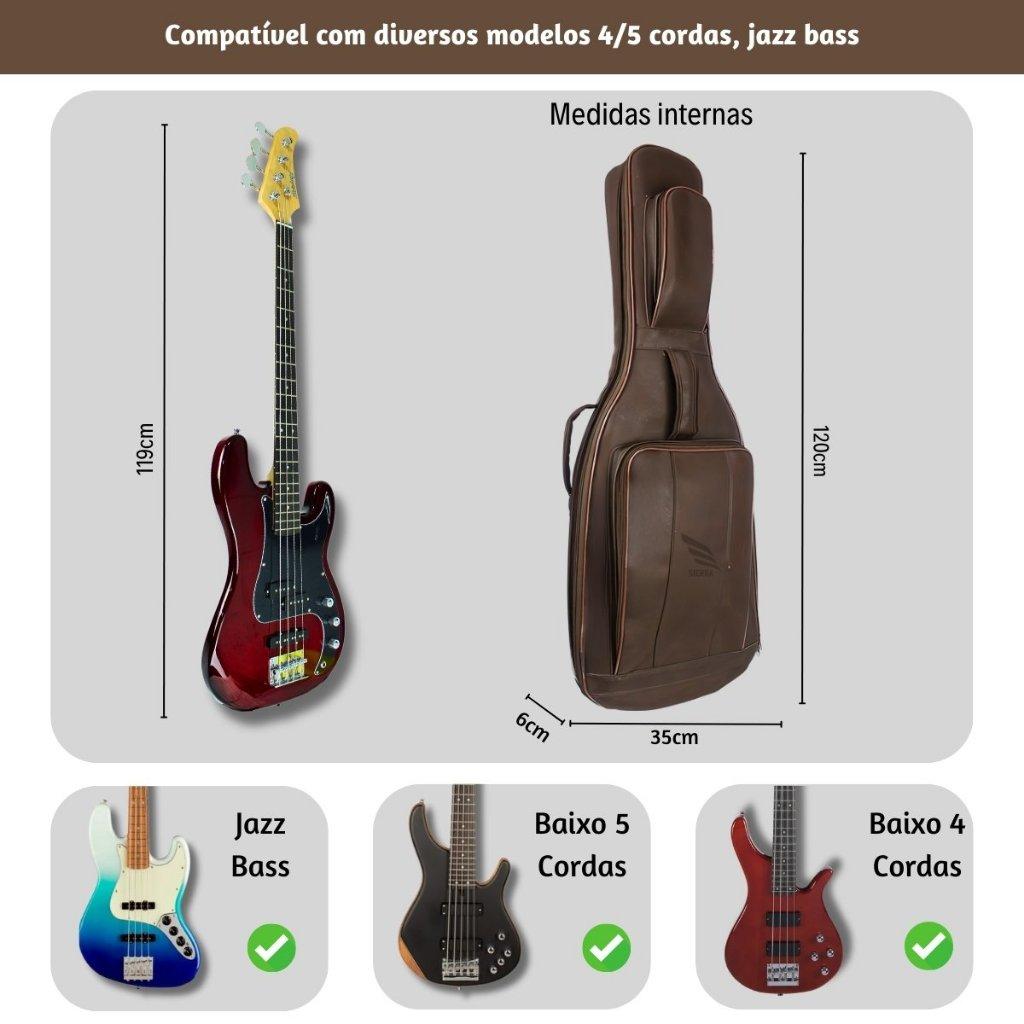 Capa Semicase Contra Baixo Sierra Sb200 Couro Ecológico Hard Case