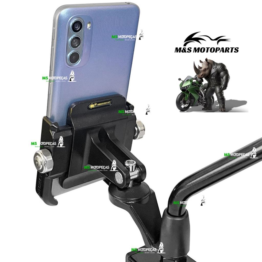 Suporte Para Celular Gps Bike Bicicleta E Moto Em Alumínio Resistente Fixação Retrovisor