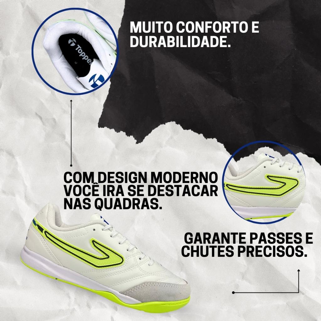 Chuteira Tênis Futsal Topper Maestro Club V Salão Indoor Quadra Profissional Resistente - Original