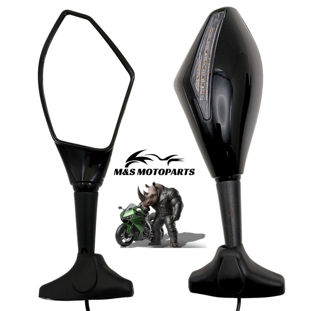 Retrovisor Com Pisca Moto Carenada Universal Preto Para Moto Carenada Honda Cbr 600rr Par