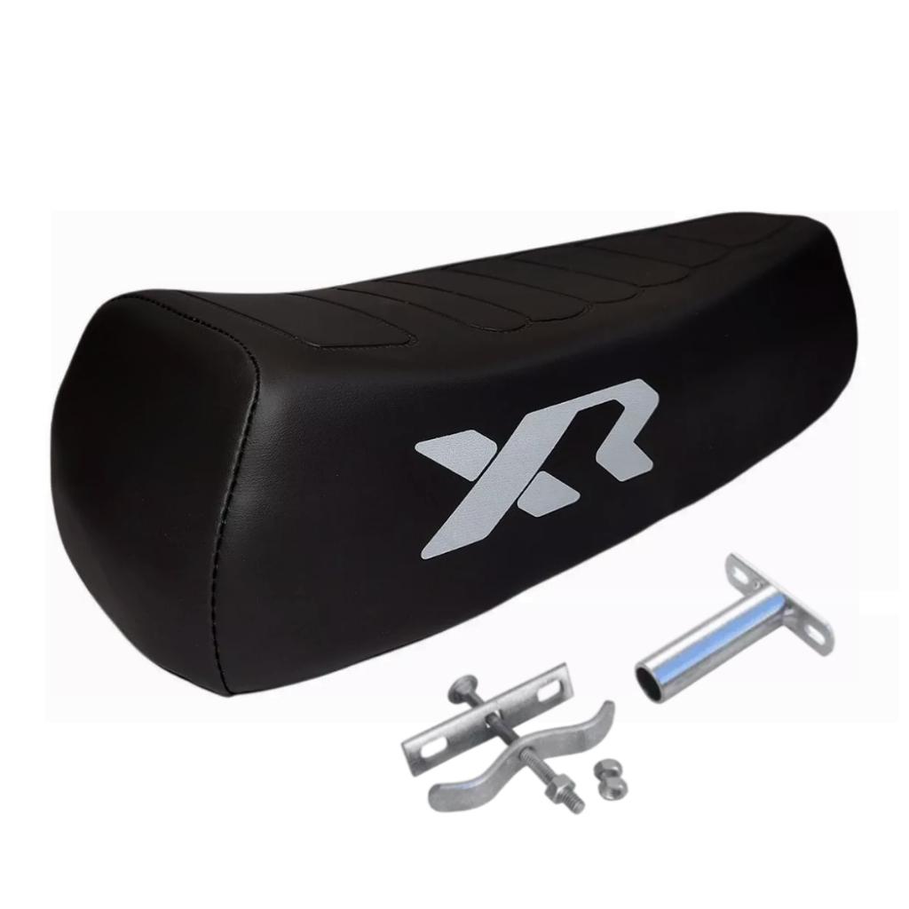 Banco Mobilete Xr Com Presilhas + Bagageiro Tubão Rabetão Articulado Para Bicicleta Bike 20 24 26