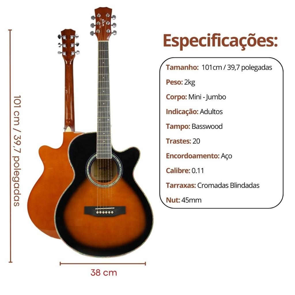 Violão Elétrico Bravo Tf200 Aço Série Tuneful + Bag Luxo