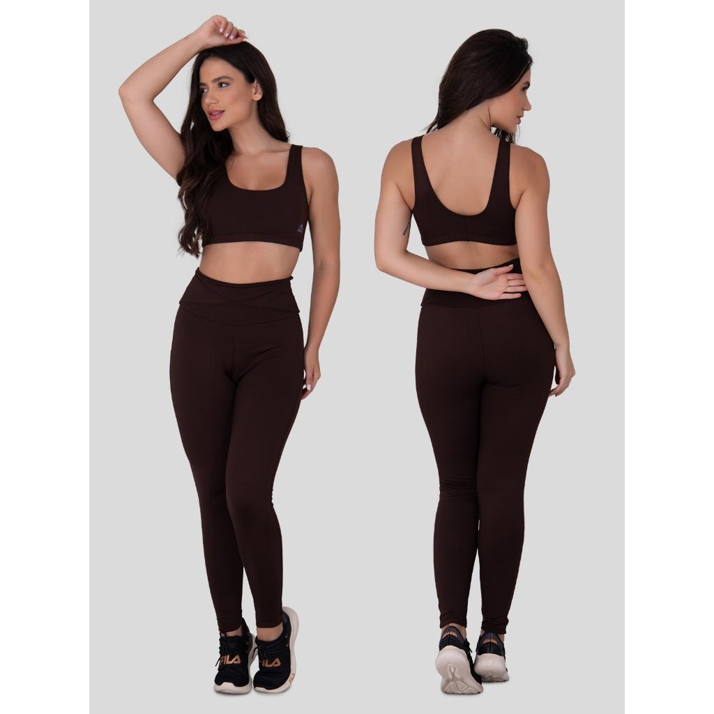 Conjunto Fitness Feminino Poliamida Cintura Alta Basic Lux