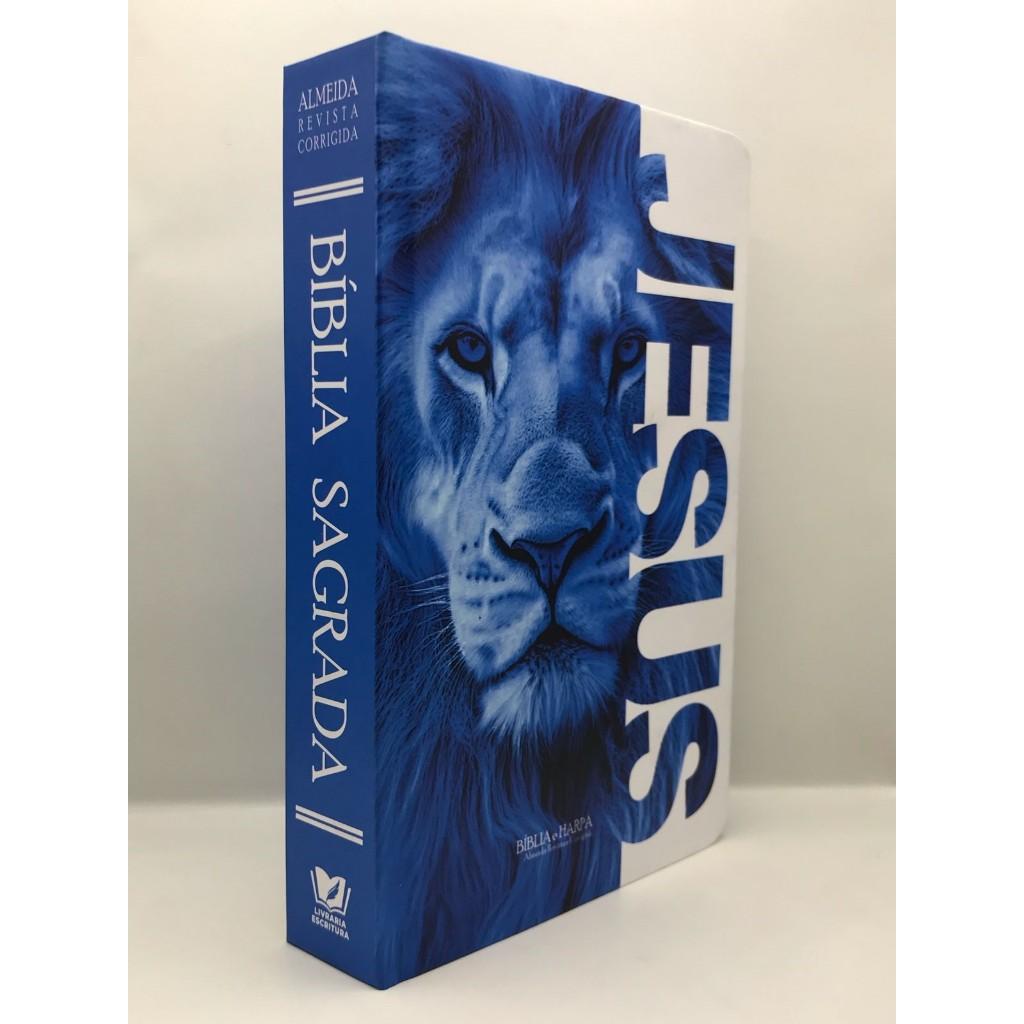 Bíblia Sagrada Tamanho Grande Com Harpa Palavras De Jesus Em Vermelho Capa Dura Jesus Blue