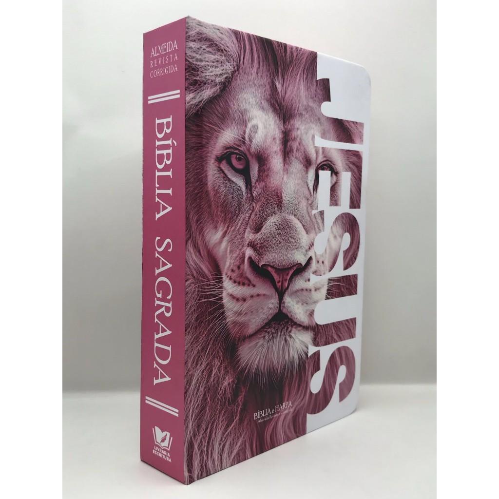 Bíblia Sagrada Tamanho Grande Com Harpa Palavras De Jesus Em Vermelho Capa Dura Jesus Rosa