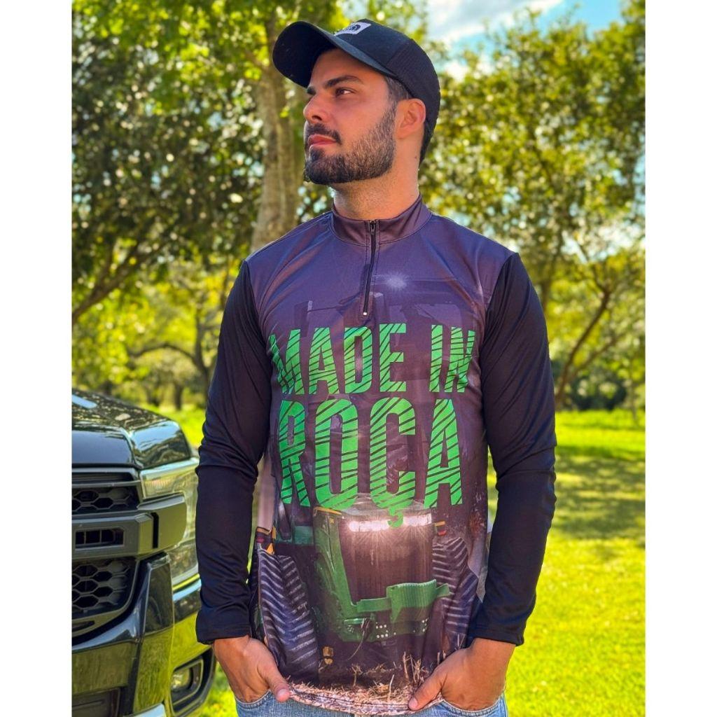 Kit 2 Camisas Camiseta Agro Térmica Manga Longa Proteção Uv Blusa Masculina Trator Roça Boi Colheita