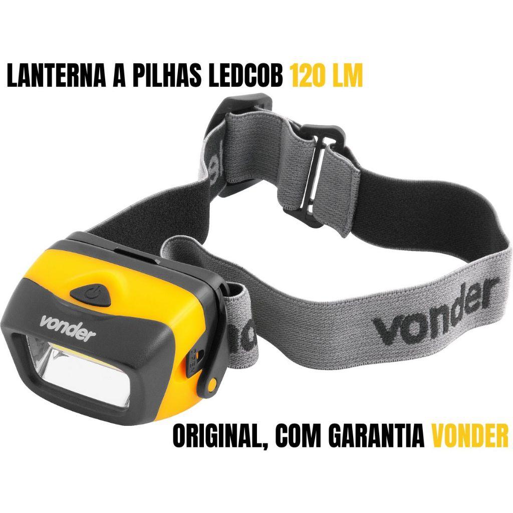 Lanterna De Cabeça LED Cob A Pilha 120 Lúmens Vonder Oferta Resistente Premium