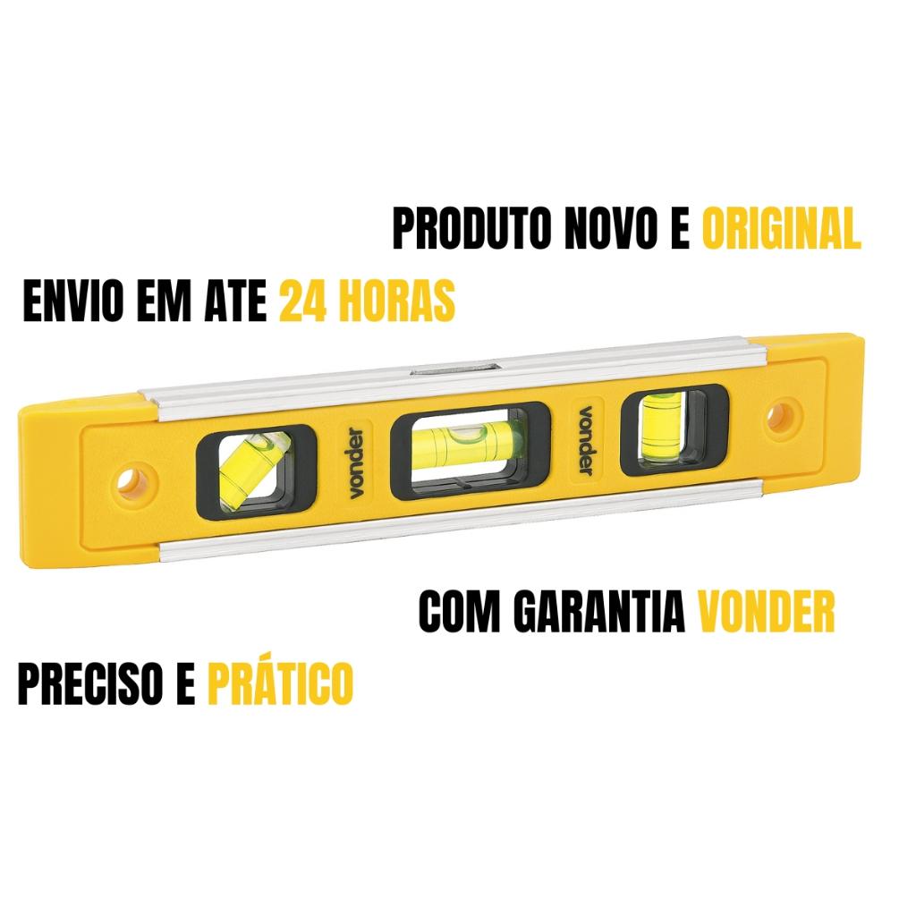 Nível Com Base Magnética 9 Polegadas Com Três Bolhas Vonder Resistente Oferta Medir