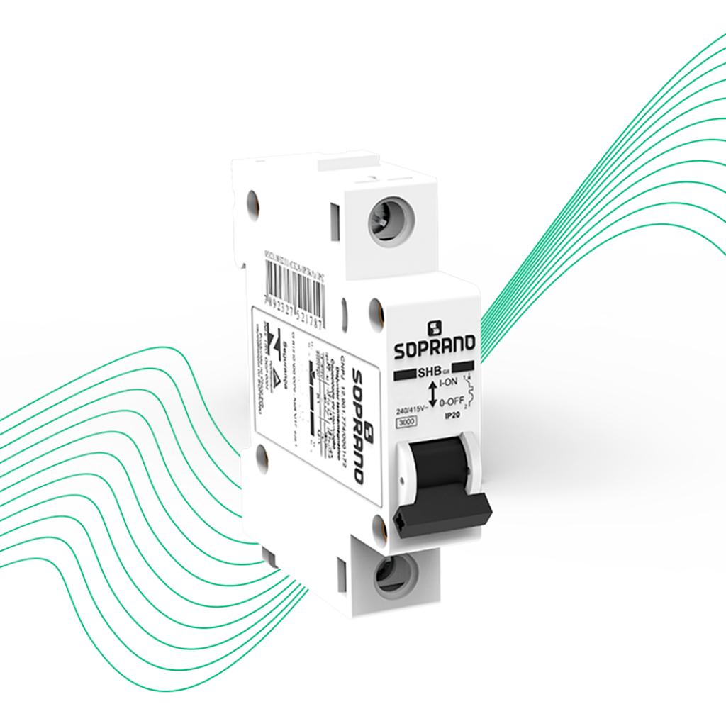 Disjuntor Unipolar Monofásico De 06A - 63A Chave Liga Desliga Quadro Energia Segurança Soprano