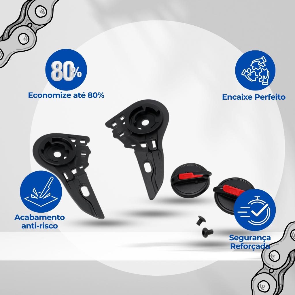 Kit Reparo Viseira Capacete Moto Completo Botão Fixação Fw3 Gt Gtn Ff396 Ff358 Com Parafuso