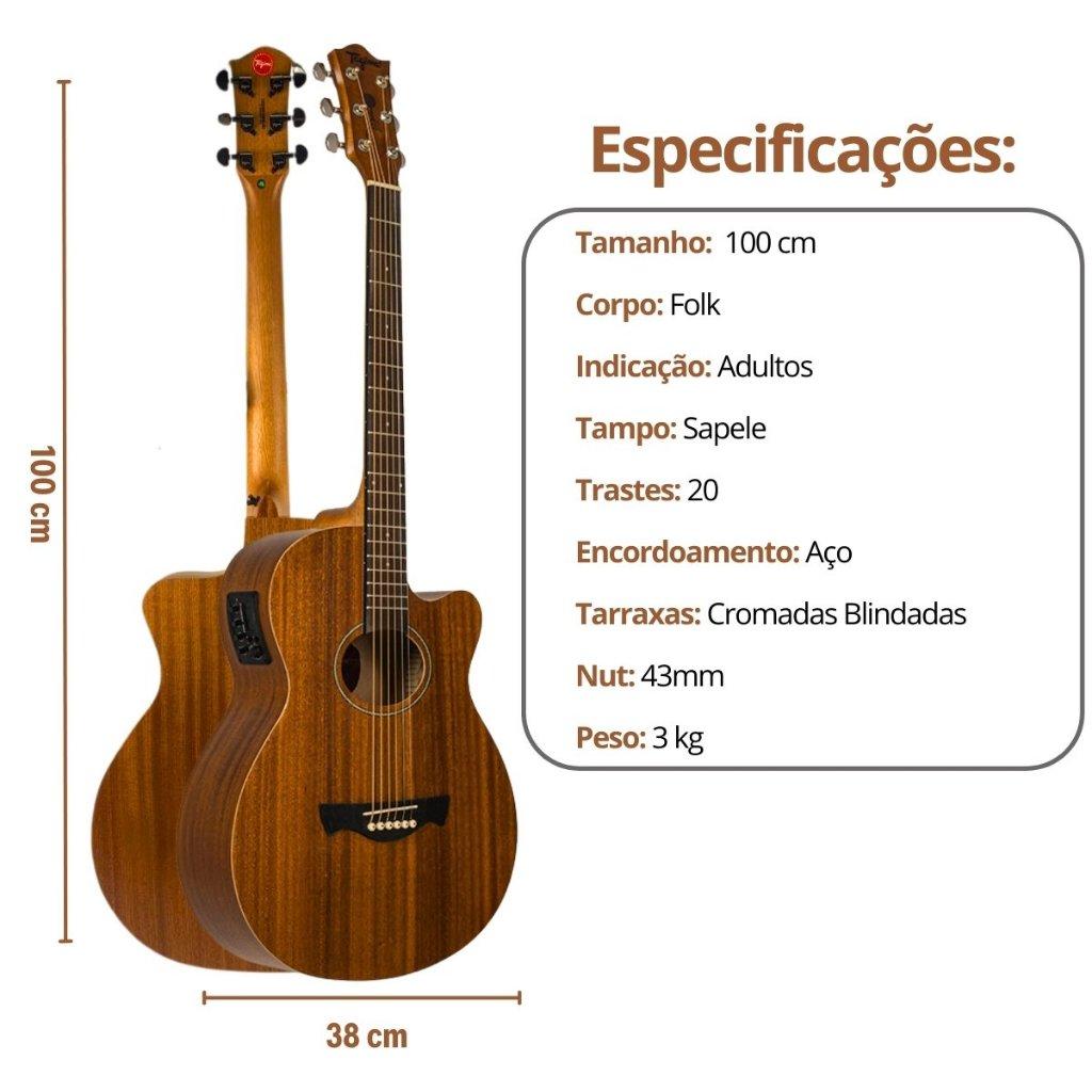 Kit Violão Tagima Dallas Elétrico Latin America Gran Reserva + Acessórios