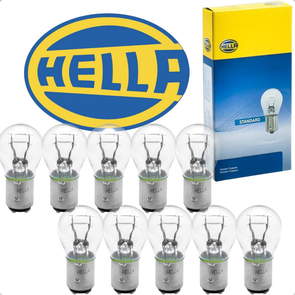 Kit 10 Lâmpada 2 Polos Freio Lanterna P21/5w Hella Original Carro Moto 12v. Caixa 10 Lampadas