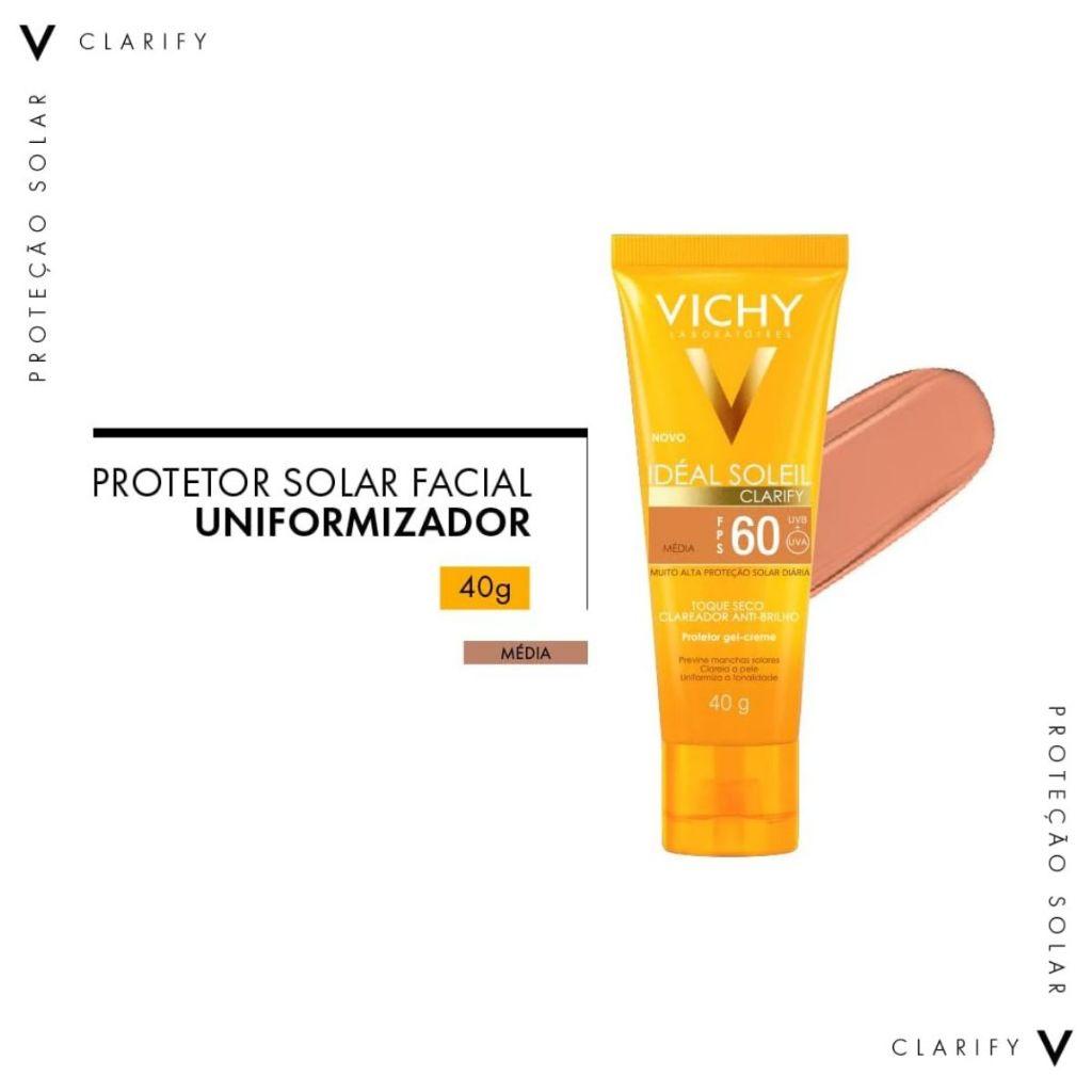 Protetor Solar Vichy Idéal Soleil Clarify Fps60 Cor Média Com 40g