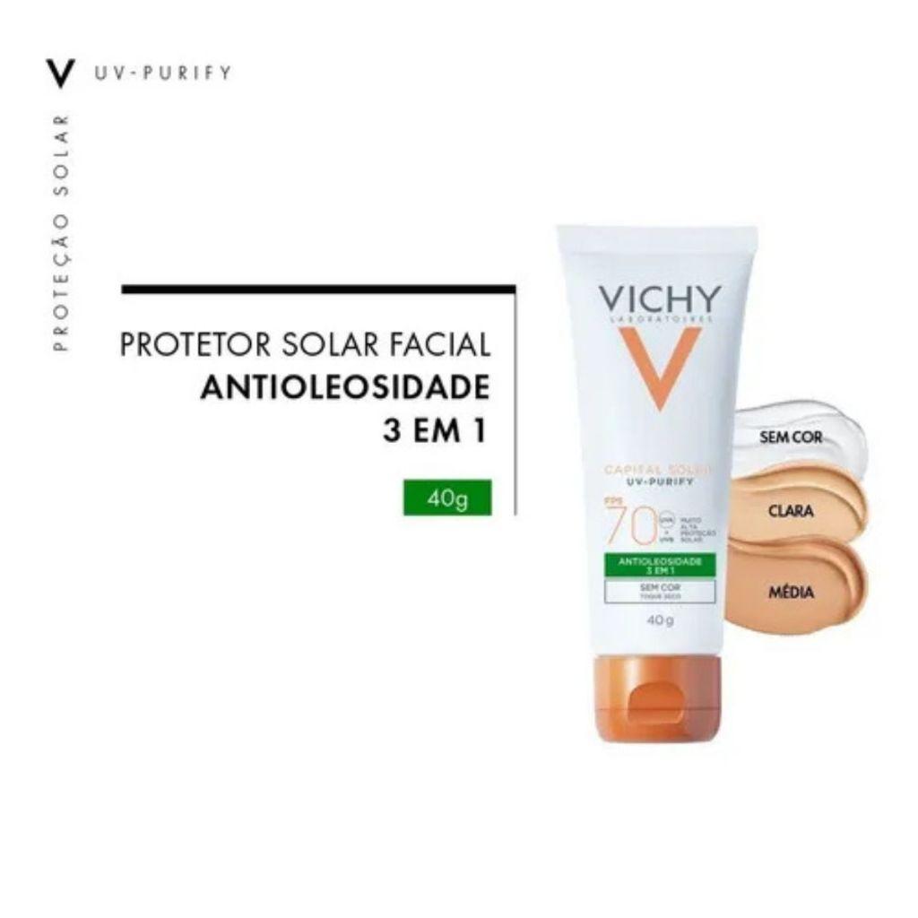 Protetor Solar Facial Vichy Capital Soleil Uv-purify Fps70 Pele Média Com 40g