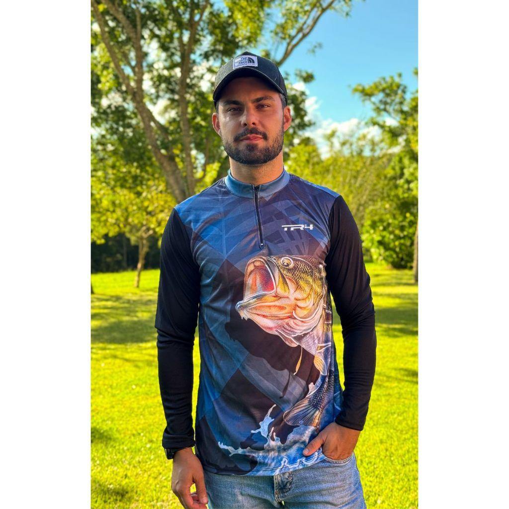 Kit 2 Camiseta De Pesca Manga Longa Masculina Com Proteção Uv Térmica Camuflada