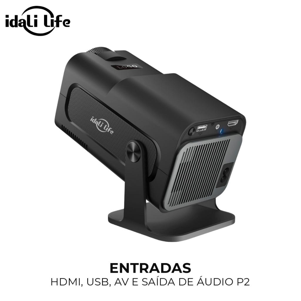Projetor Portátil 4K Smart Android Wi-fi HD 1280x720 Espelhamento Celular Idali Life