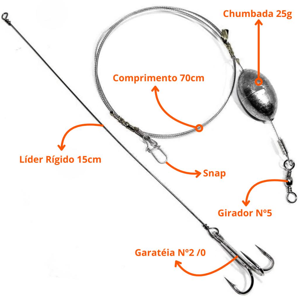 Kit 2 Chicote P/Pesca De Espada Com Isca De Sardinha No Mar