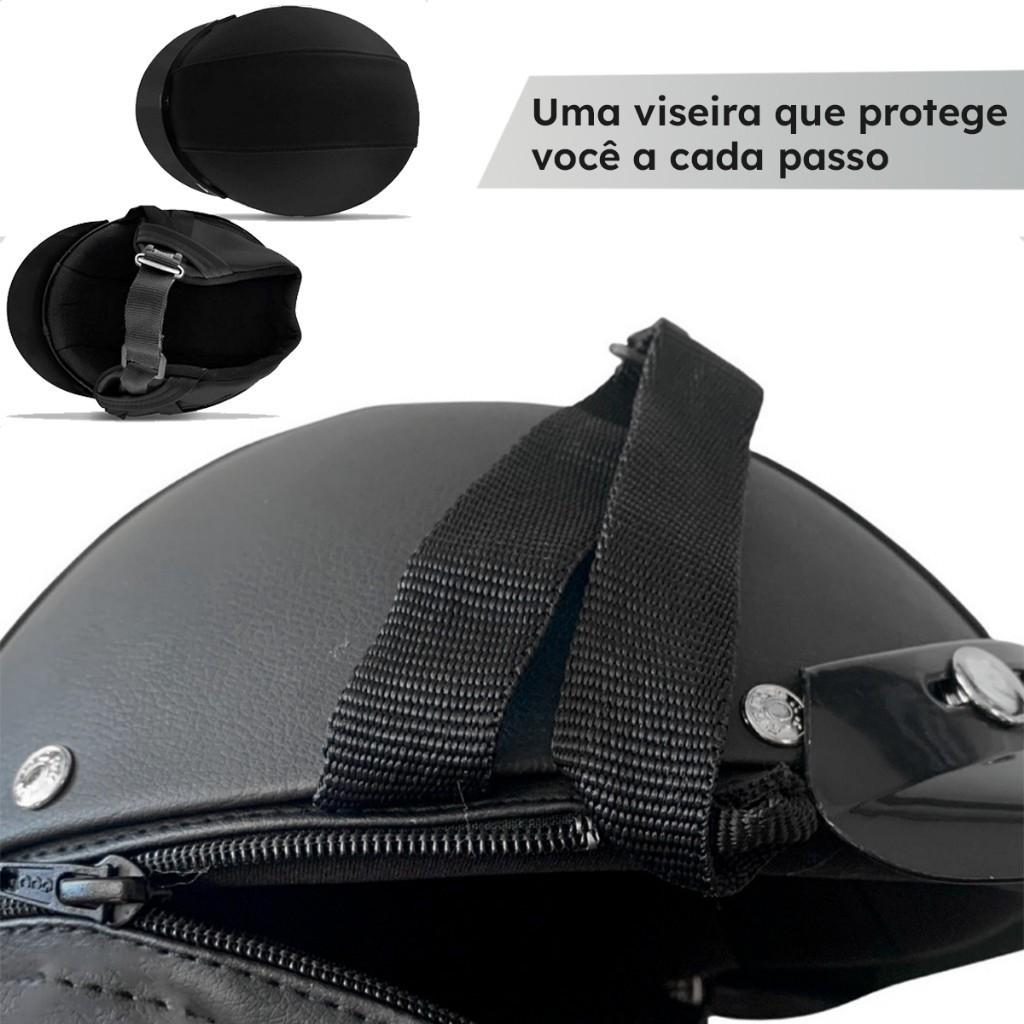 Par Capacete Couro Coquinho PRO Tork Custom Bike Moto