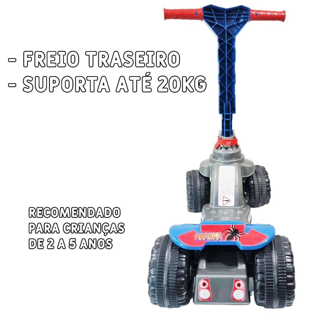 Patinete Menino 4 Rodas Spider Aranha - 2 A 5 Anos - 4 Alturas - Dobrável - Inmetro - Queen Shop