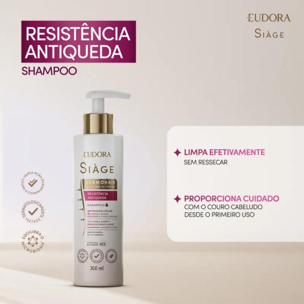 Shampoo Eudora Siàge Dermohair Resistência Antiqueda Com 300ml