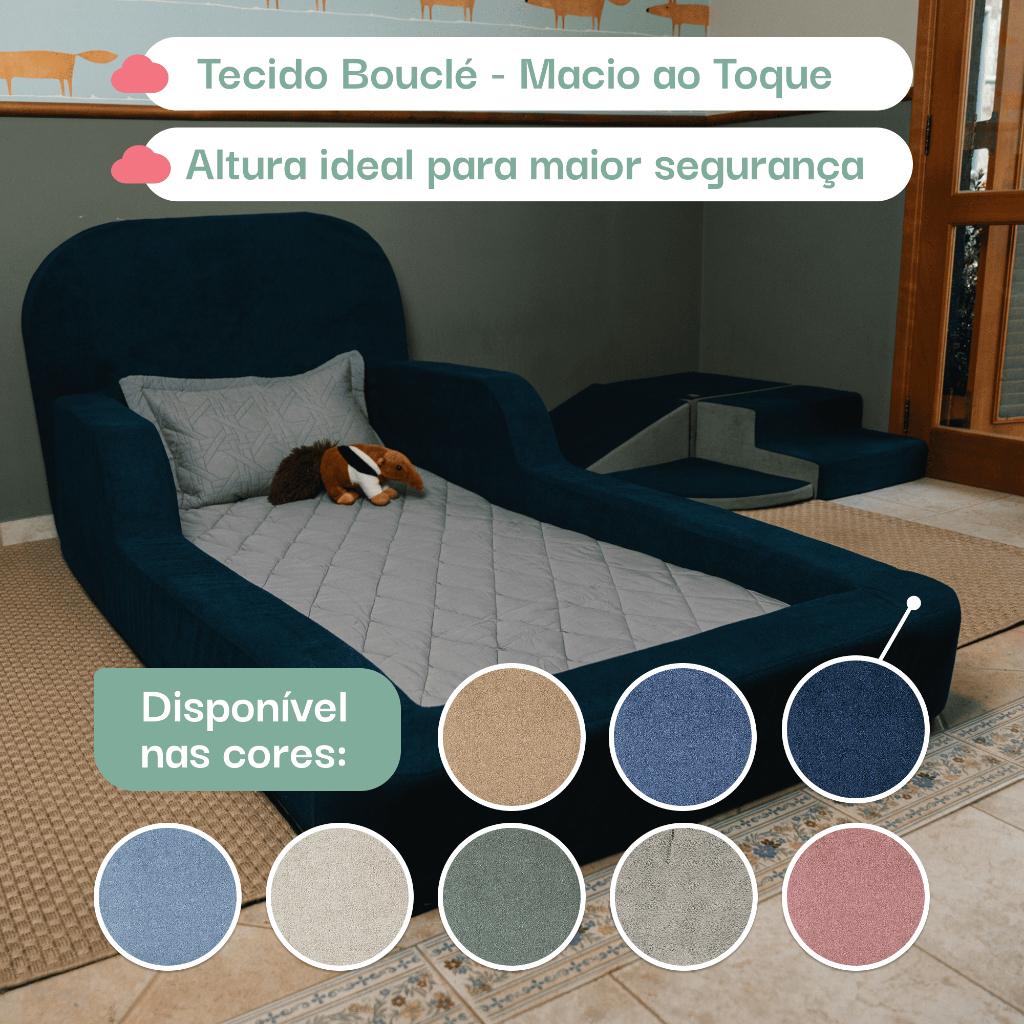 Cama Infantil Montessoriana Solteiro Com Estrutura Baixa E Tecido Macio Com Colchão - Little Duck