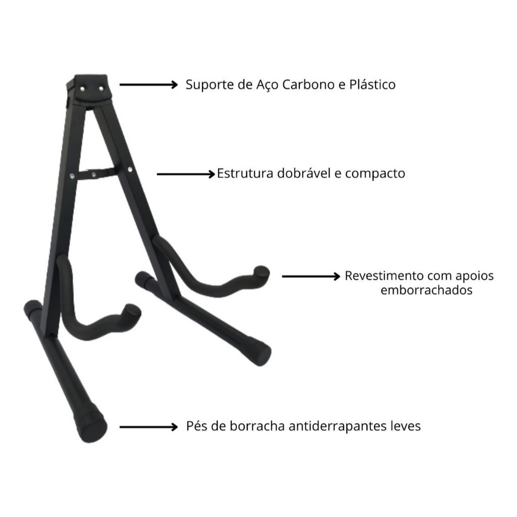 Suporte De Chão Dobravel Para Violão Guitarra Contrabaixo Suporta Até 25kg