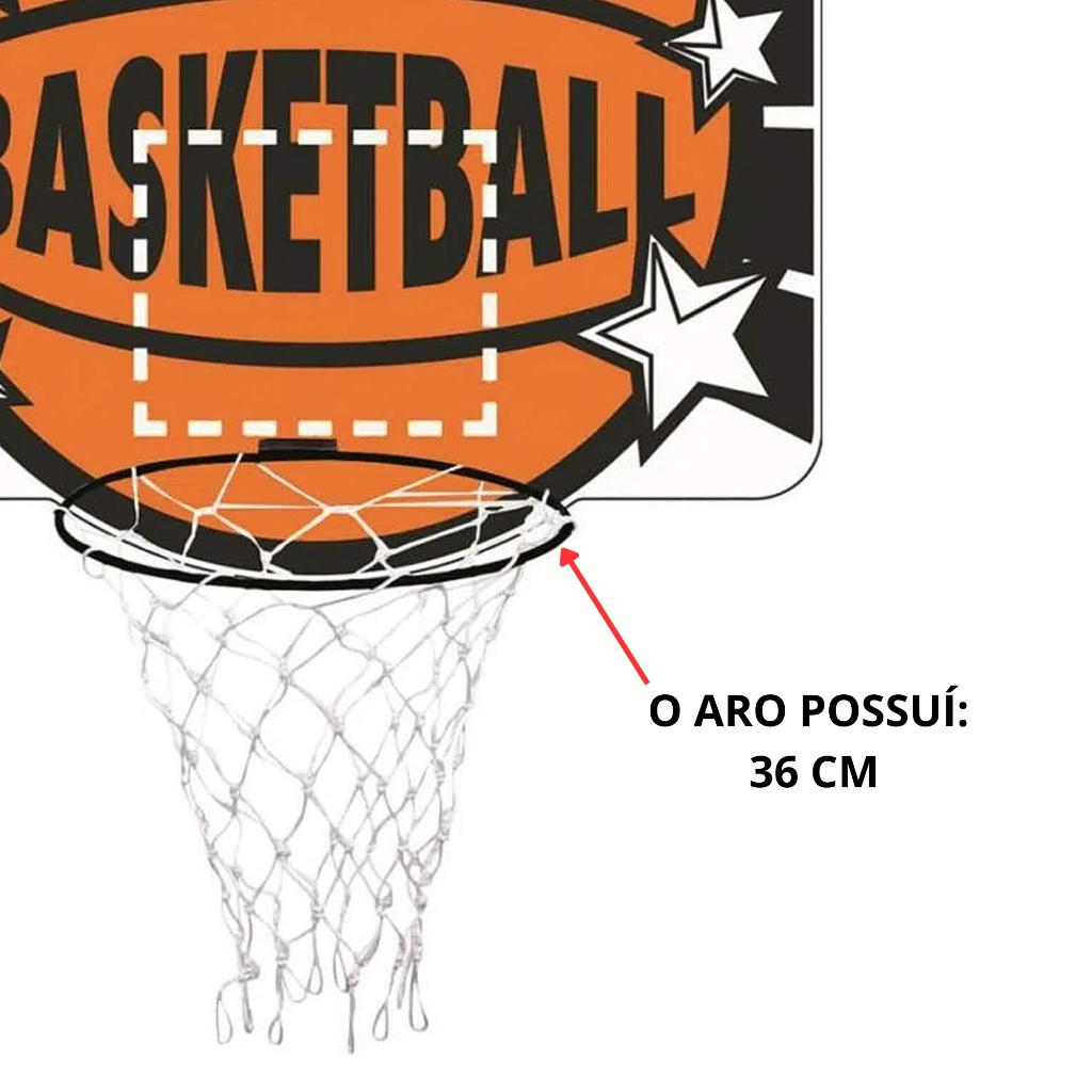 Kit Tabela De Basquete Infantil Em Mdf Ótima Fixação +6 Anos Xalingo + Bola De Basquete Laranja