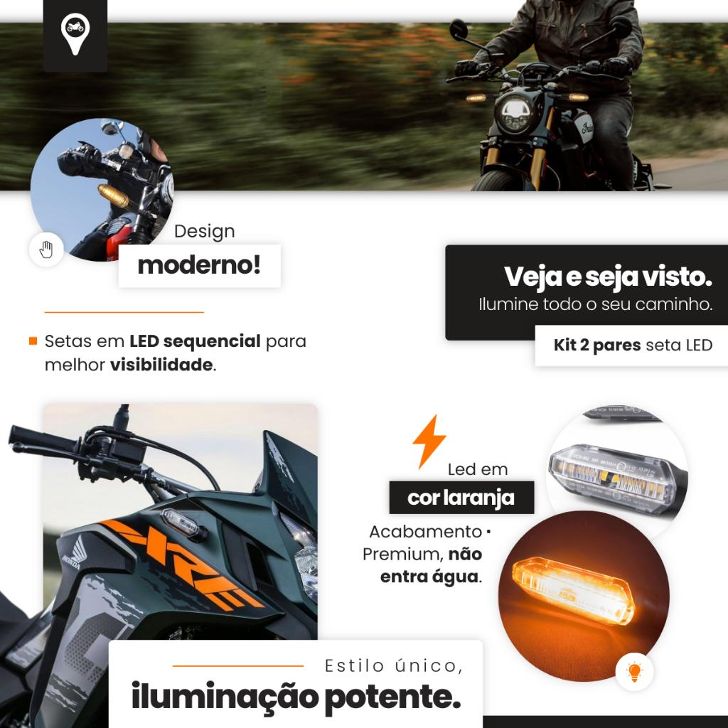Kit 04 Piscas Moto Seta LED Sequencial Twister + Rele Pisca Seta LED 2 Pinos Regulagem De Velocidade