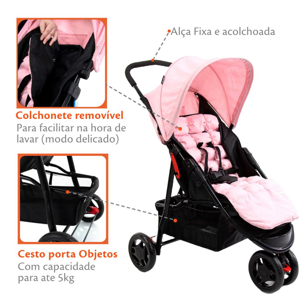 Carrinho De Bebê De Passeio Voyage Delta Rosa 3 Rodas 0-15kg