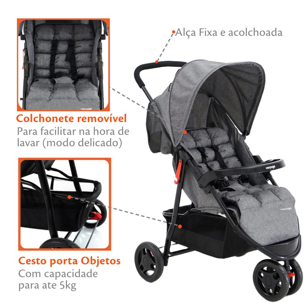 Carrinho De Bebê De Passeio Voyage Delta 0-15kg Reclinável Cinza
