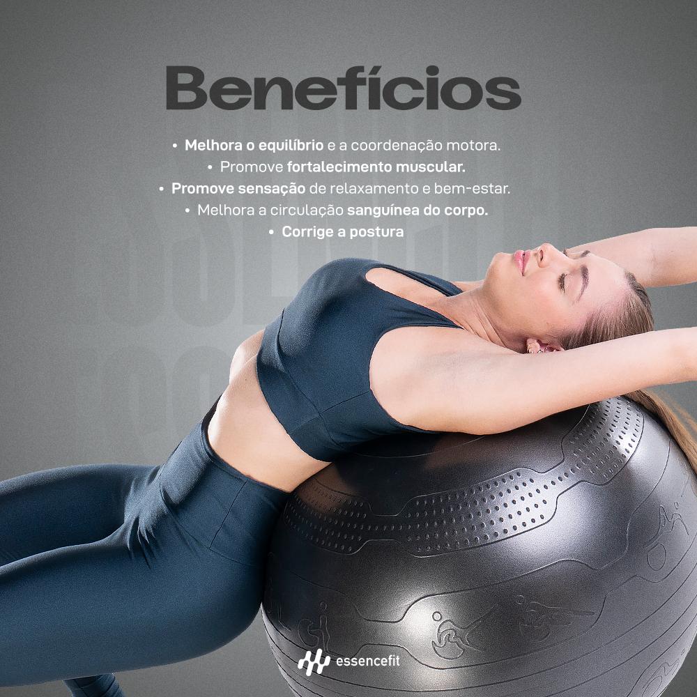 Bola De Pilates Suíça 65cm Para Exercícios Fortalecimento Muscular Tecnologia Anti Estouro Essencefit