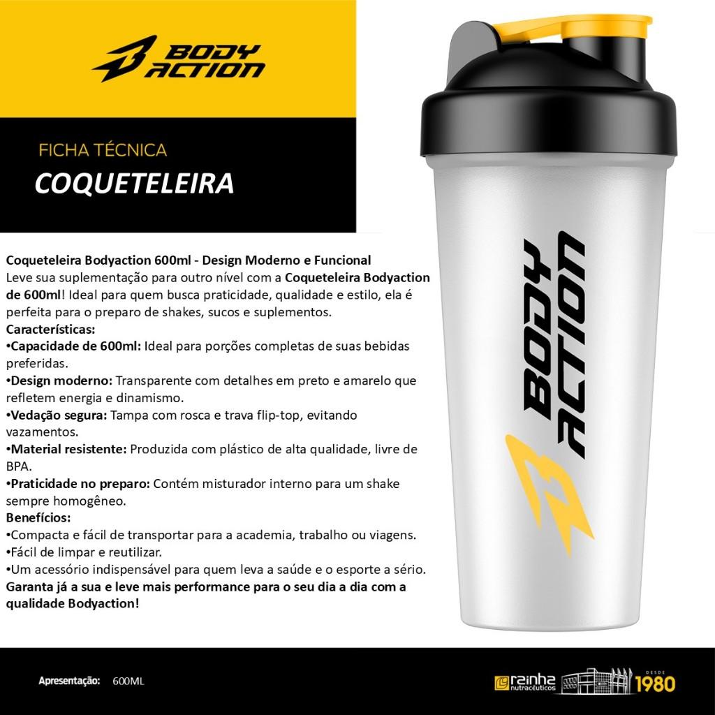 Coqueteleira Academia 600ml + Galão Tank 2 Litros Bodyaction