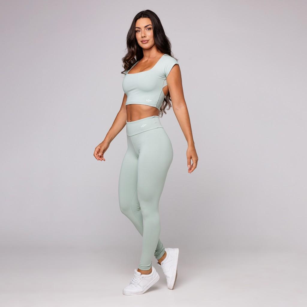 Conjunto Fitness Feminino Top Academia Decote Quadrado E Legging Básica Treino Coleção Essential