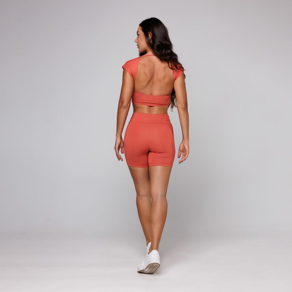 Conjunto Fitness Feminino Top Decote Quadrado E Short Liso Básico Academia Treino Coleção Essential