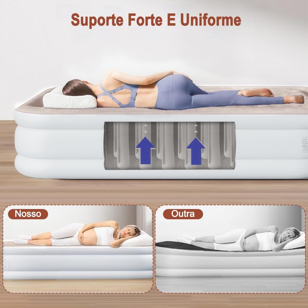 Colchão Inflável Queen Casal 198 152 40cm Com C/bomba Bivolt USB Cama De Campanha