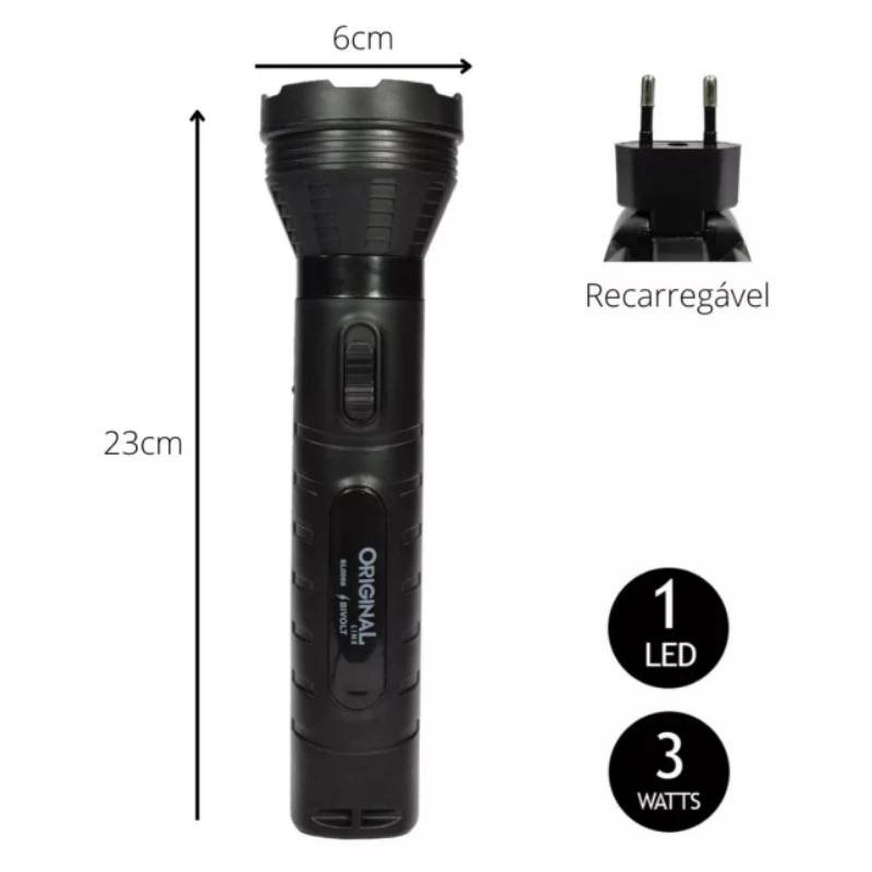 Lanterna Recarregável De LED Camping Pesca Acampamento 3W Bivolt Luz Forte Portátil Sobrevivência