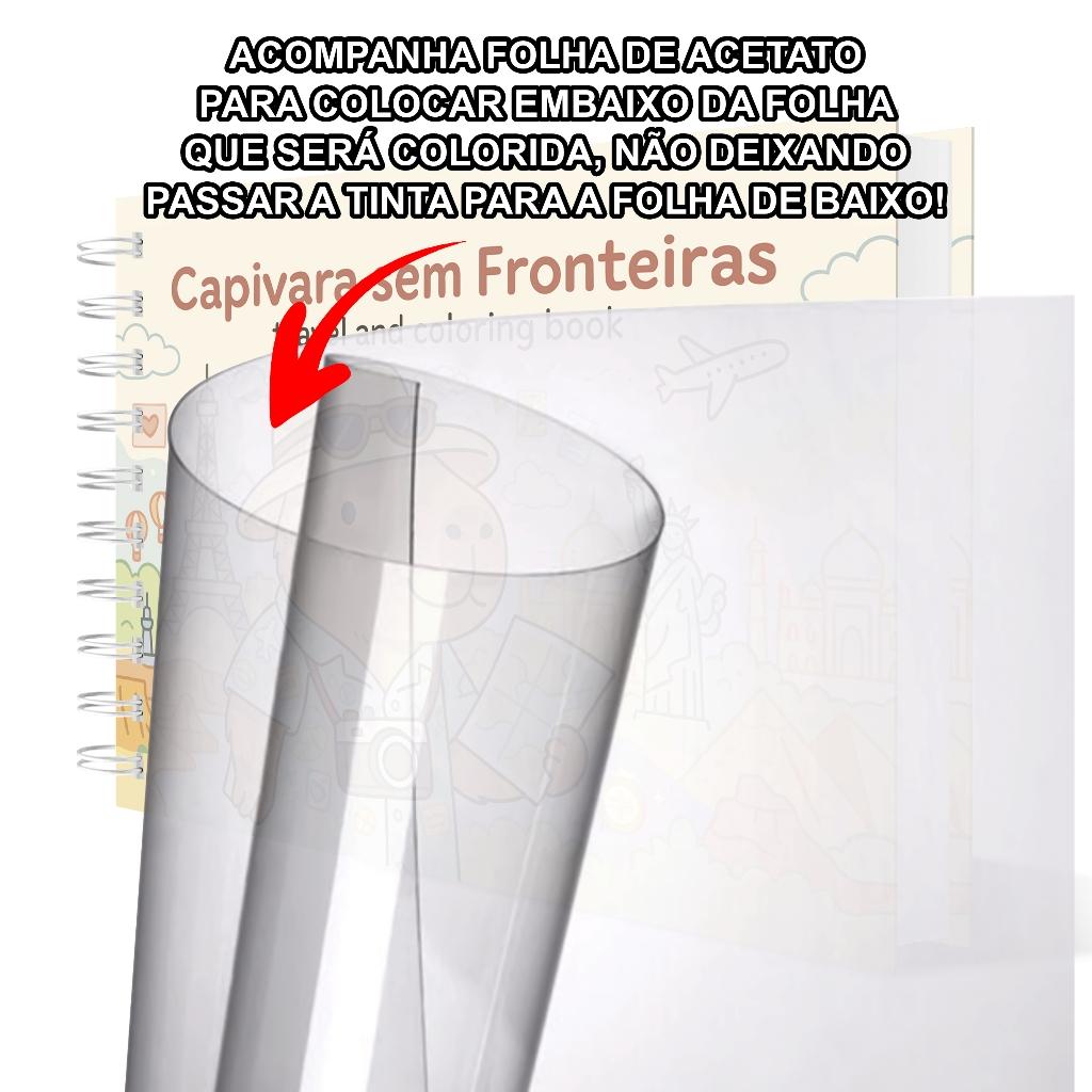 Livro De Colorir Capivara Sem Fronteiras 44 Folhas 180g Capa Dura Fofo Viagem Mundo Kawaii