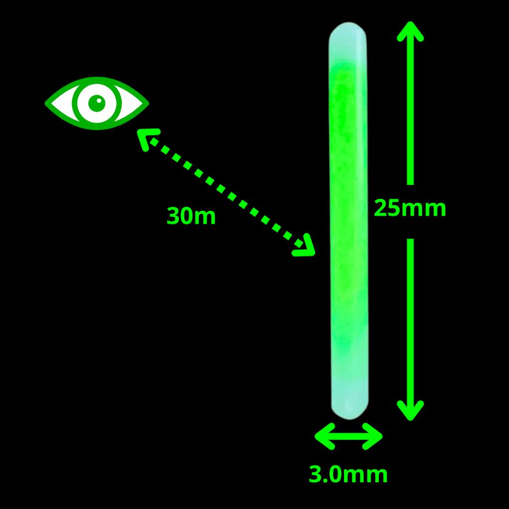 Kit 10pçs Star Light 30m - 25mm Cart. 2pçs Iluminador Luz Química Verde Fluorescente Pesca Pescaria Noturna Boia Maruri
