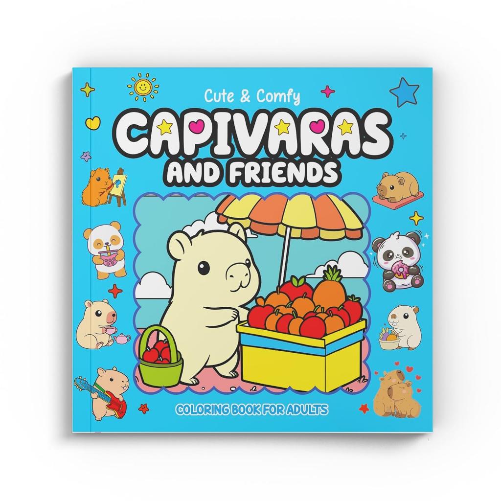 Cute Comfy Coloring Book For Adults - Capivaras And Friends - Livro De Colorir Adulto
