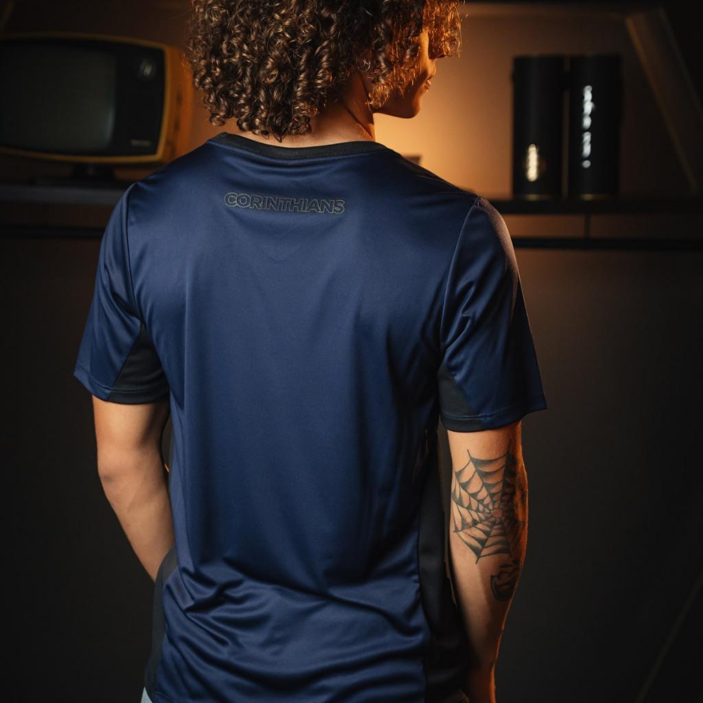 Camisa Corinthians Roxa Escudo Preto Masculina Oficial