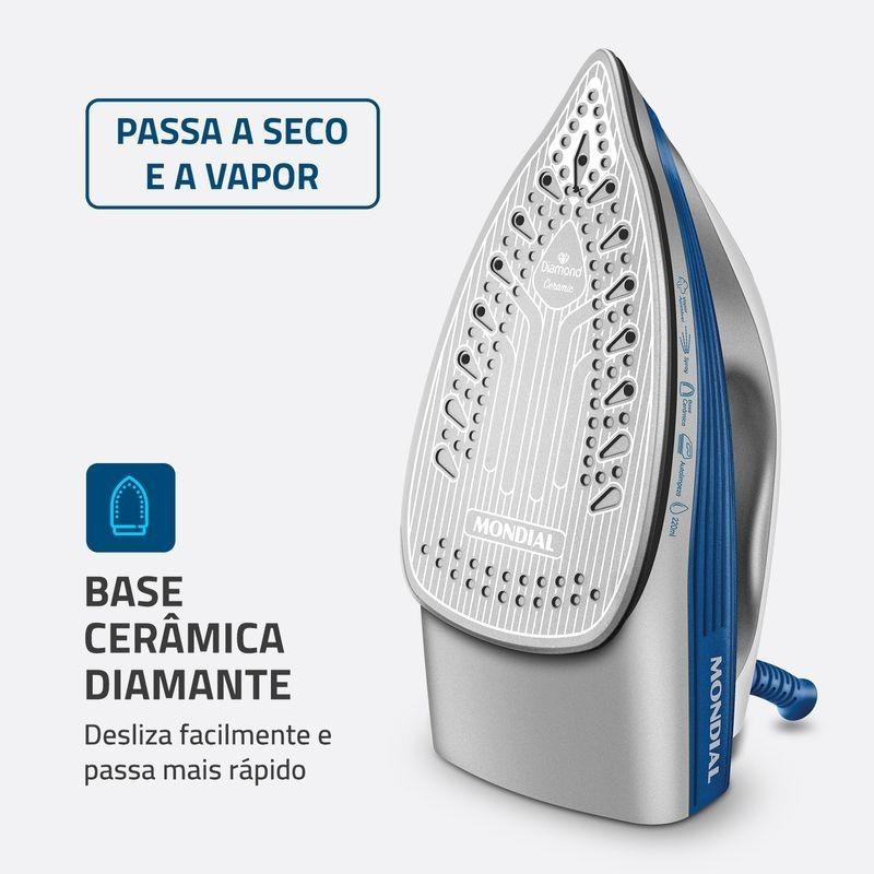 Ferro A Vapor Mondial Base Cerâmica Fvn-01-bl