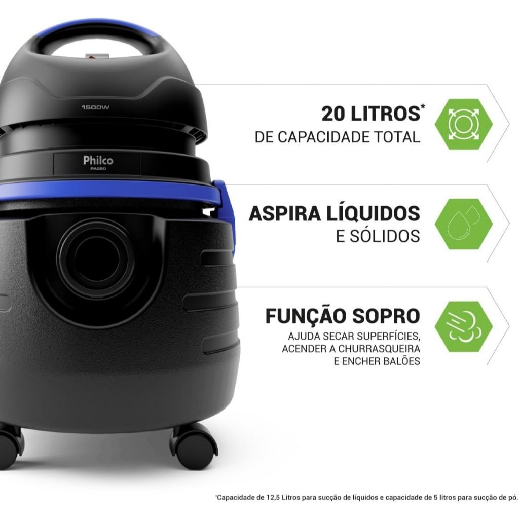 Aspirador De Água E Pó Philco 1500w 20L Pas80
