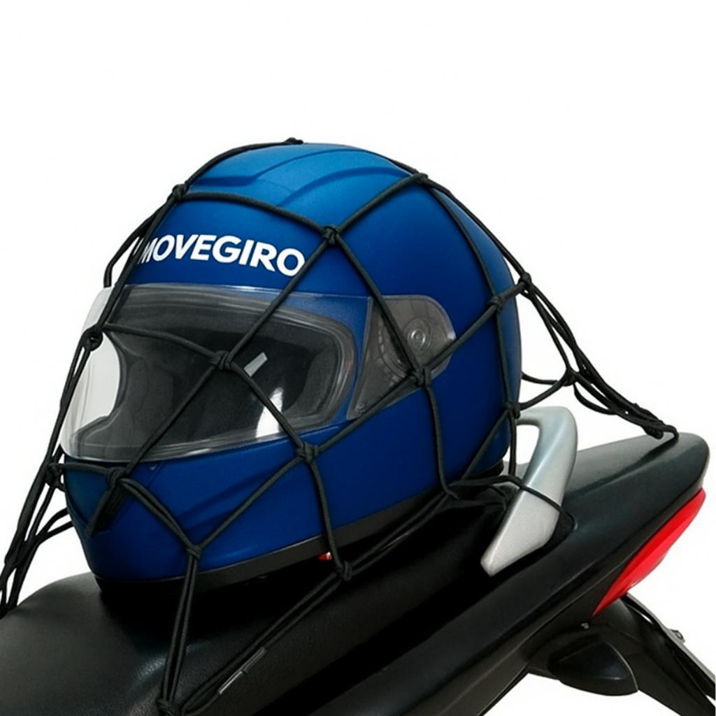 Rede Elástica Aranha Moto 35x35 Bagageiro Capacete 4 Ganchos Reforçados Preta